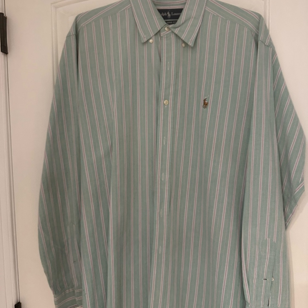 Ralph Lauren Men's Green Striped Shirt
